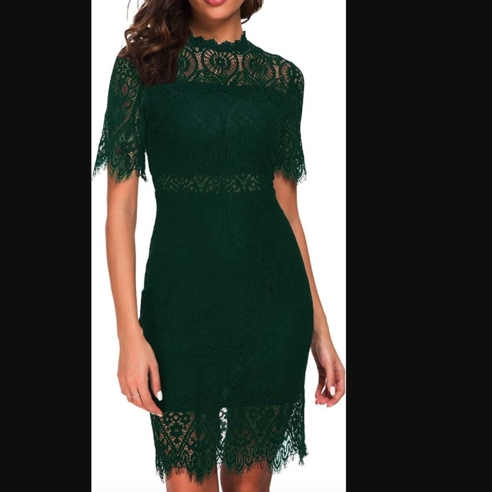 Zalalus Deep‎ V-Neck Green Cocktail Dress | Size 8 | Excellent Condition